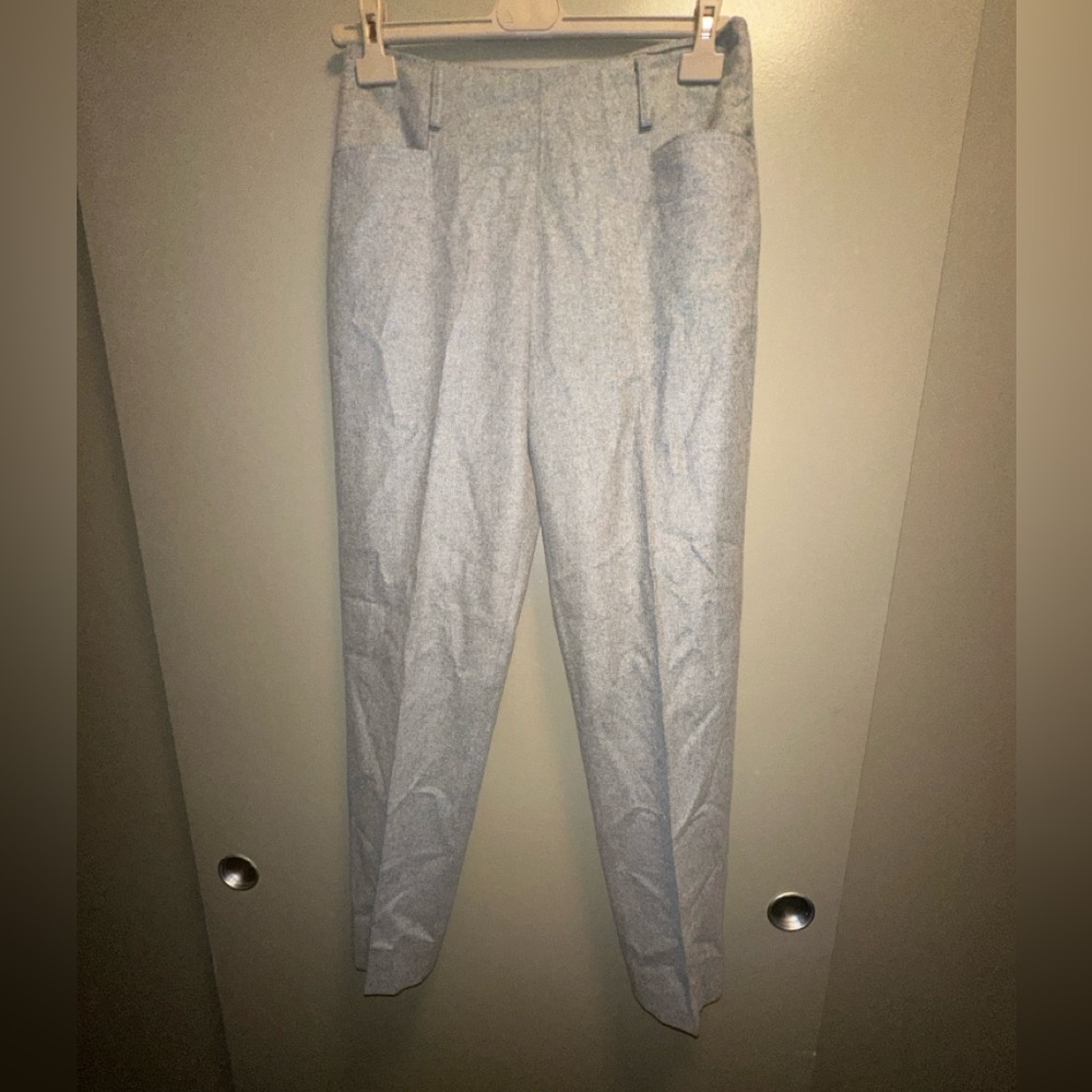 Barney’s New York Heather gray wool high waisted dress pants
